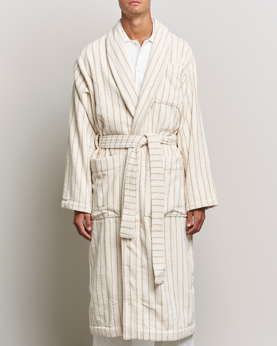 Uomini | Accappatoi | Tekla | Organic Terry Classic Bathrobe Sienna Stripes