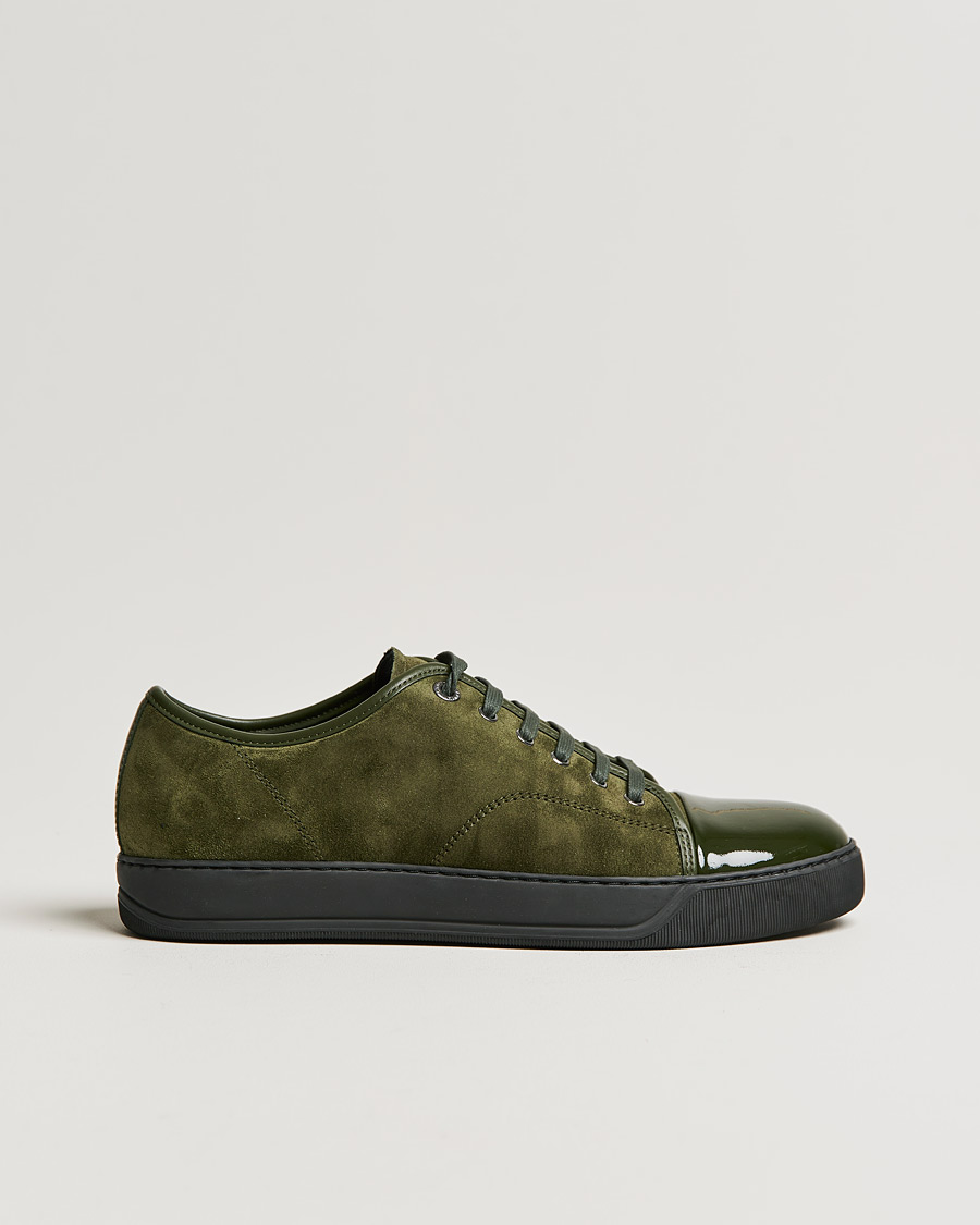 Uomini | Lanvin Patent Cap Toe Sneaker Khaki | Lanvin | Patent Cap Toe Sneaker Khaki