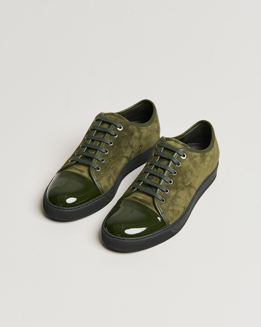 Uomini | Lanvin Patent Cap Toe Sneaker Khaki | Lanvin | Patent Cap Toe Sneaker Khaki