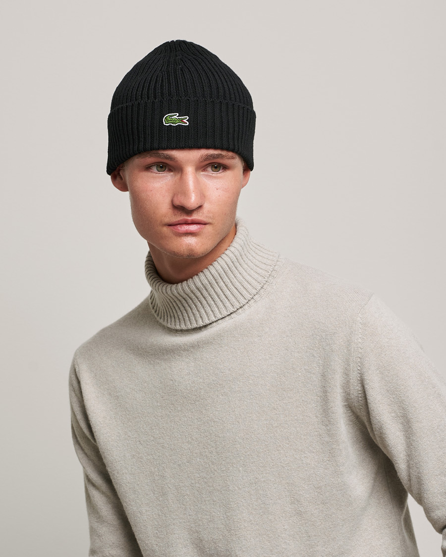 Uomini | Accessori | Lacoste | Wool Knitted Beanie Black