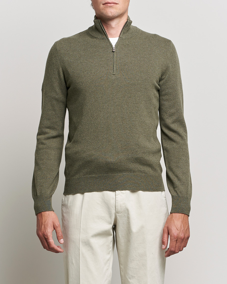 Uomini |  | Gran Sasso | Wool/Cashmere Half Zip Olive Green