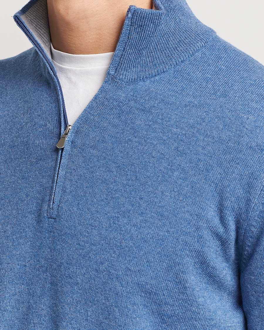 Uomini | Maglieria | Gran Sasso | Wool/Cashmere Half Zip Light Blue Melange