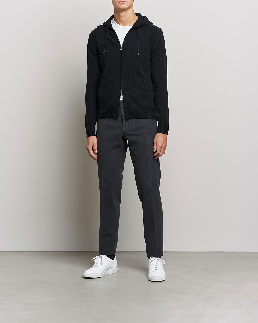 Uomini | Maglieria | Gran Sasso | Full Zip Wool Hoodie Black