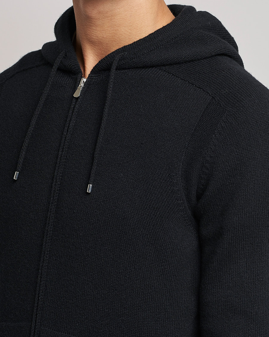 Uomini | Maglieria | Gran Sasso | Full Zip Wool Hoodie Black
