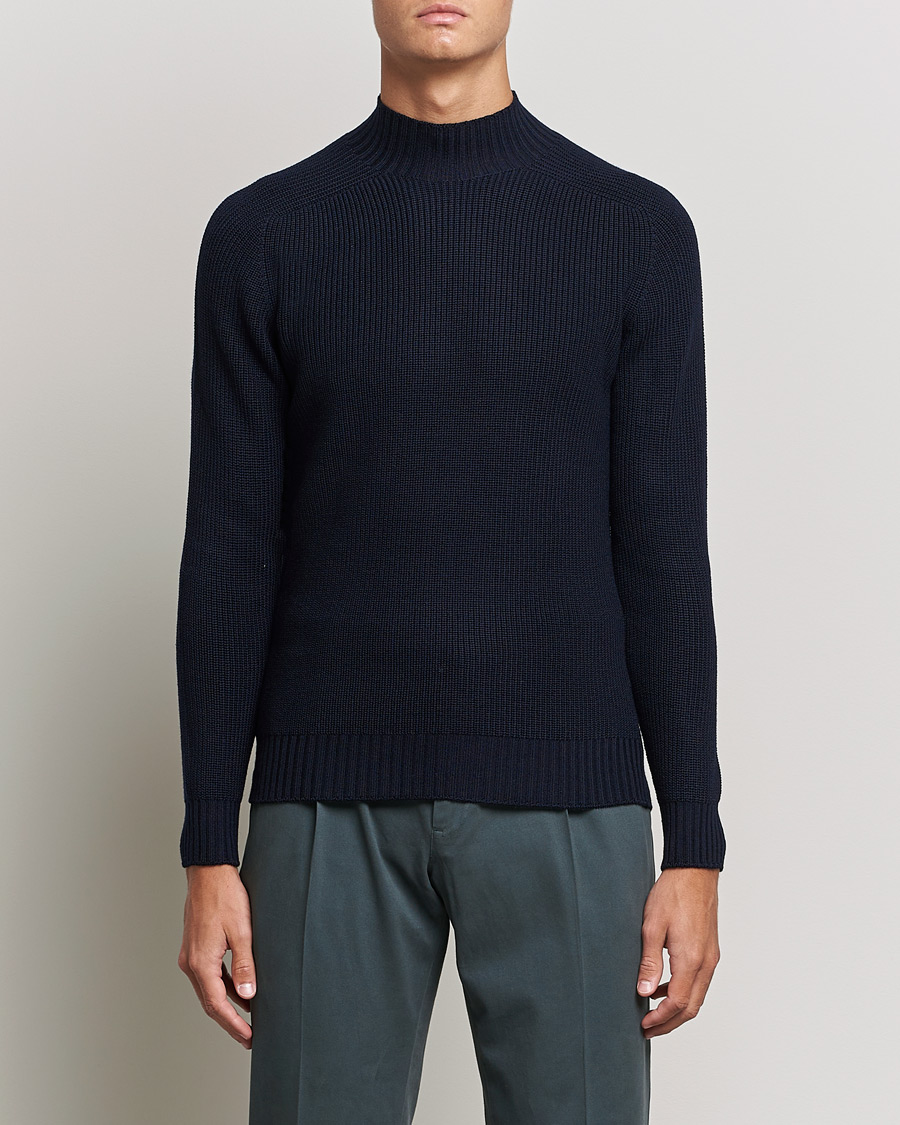 Uomini |  | Gran Sasso | Rainwool Mock Neck Navy