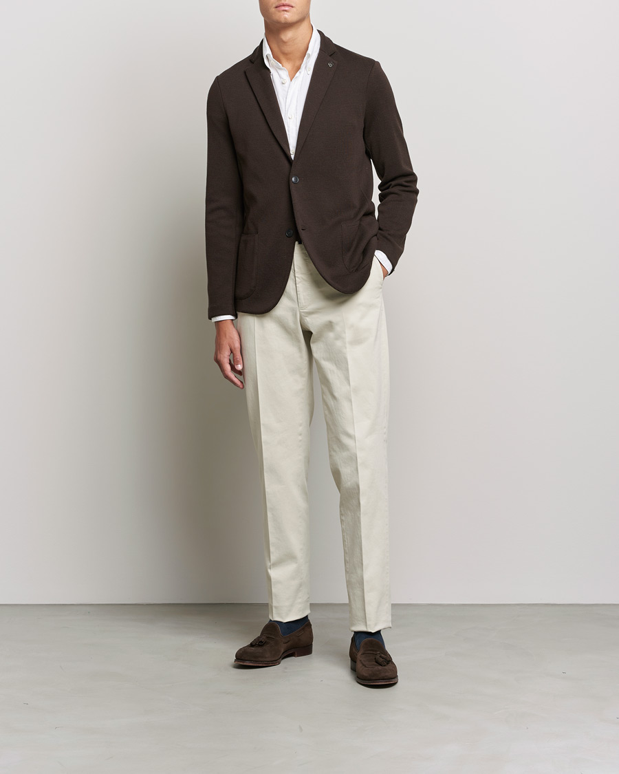 Uomini | Blazers | Gran Sasso | Travel Wool Knitted Jacket Brown