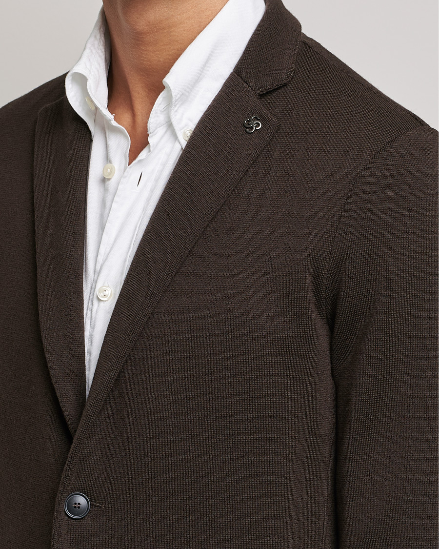 Uomini | Blazers | Gran Sasso | Travel Wool Knitted Jacket Brown