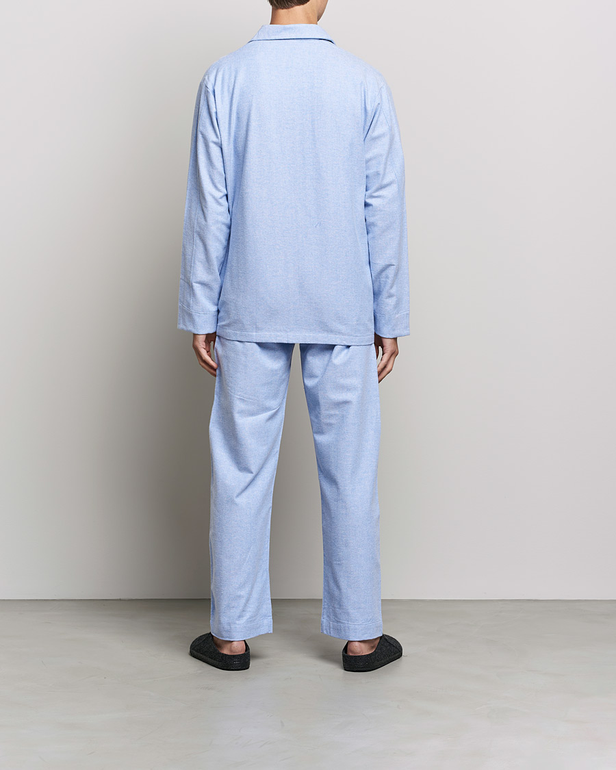 Uomini |  | Derek Rose | Brushed Cotton Flannel Herringbone Pyjama Set Blue