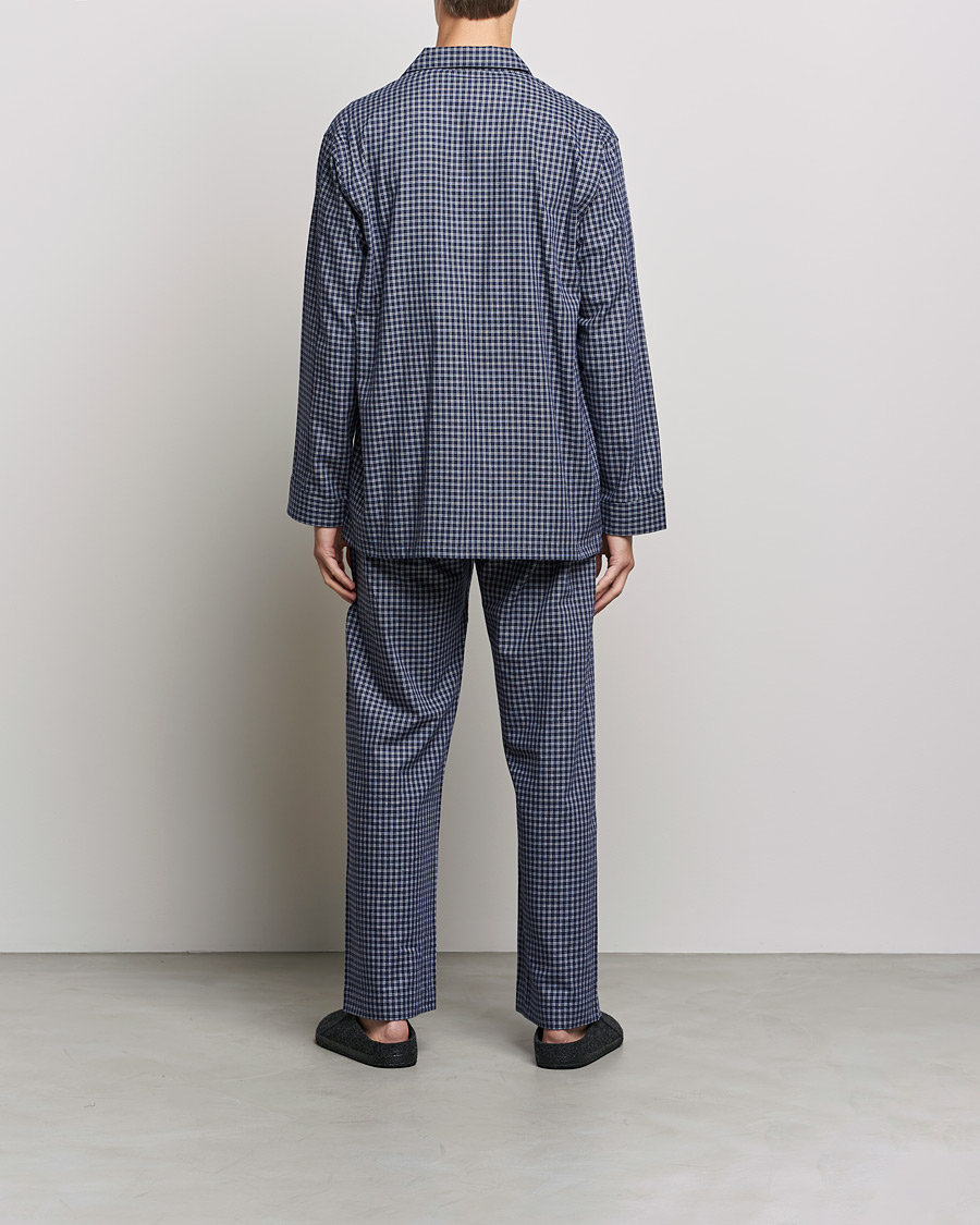 Uomini | Derek Rose | Derek Rose | Checked Cotton Pyjama Set Navy