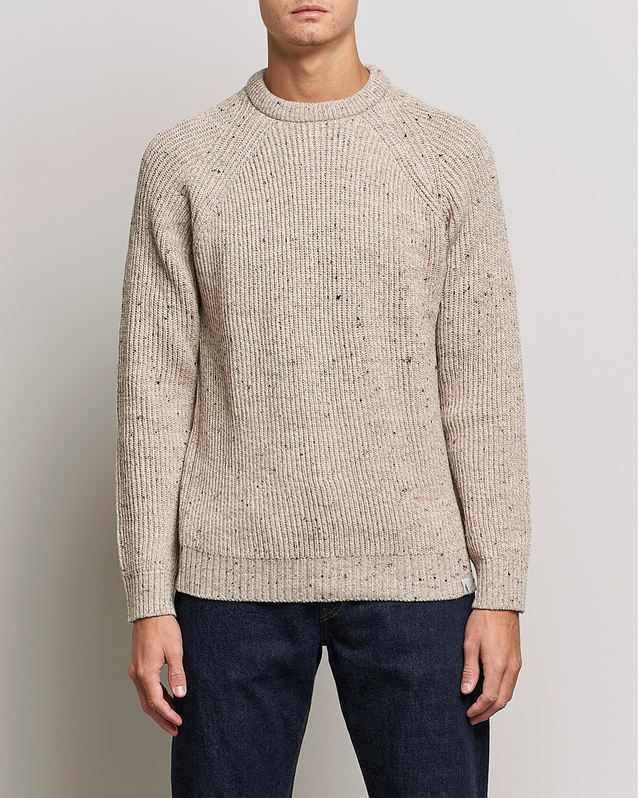 Uomini | Maglioni a maglia | Peregrine | Ford Knitted Wool Jumper Oatmeal