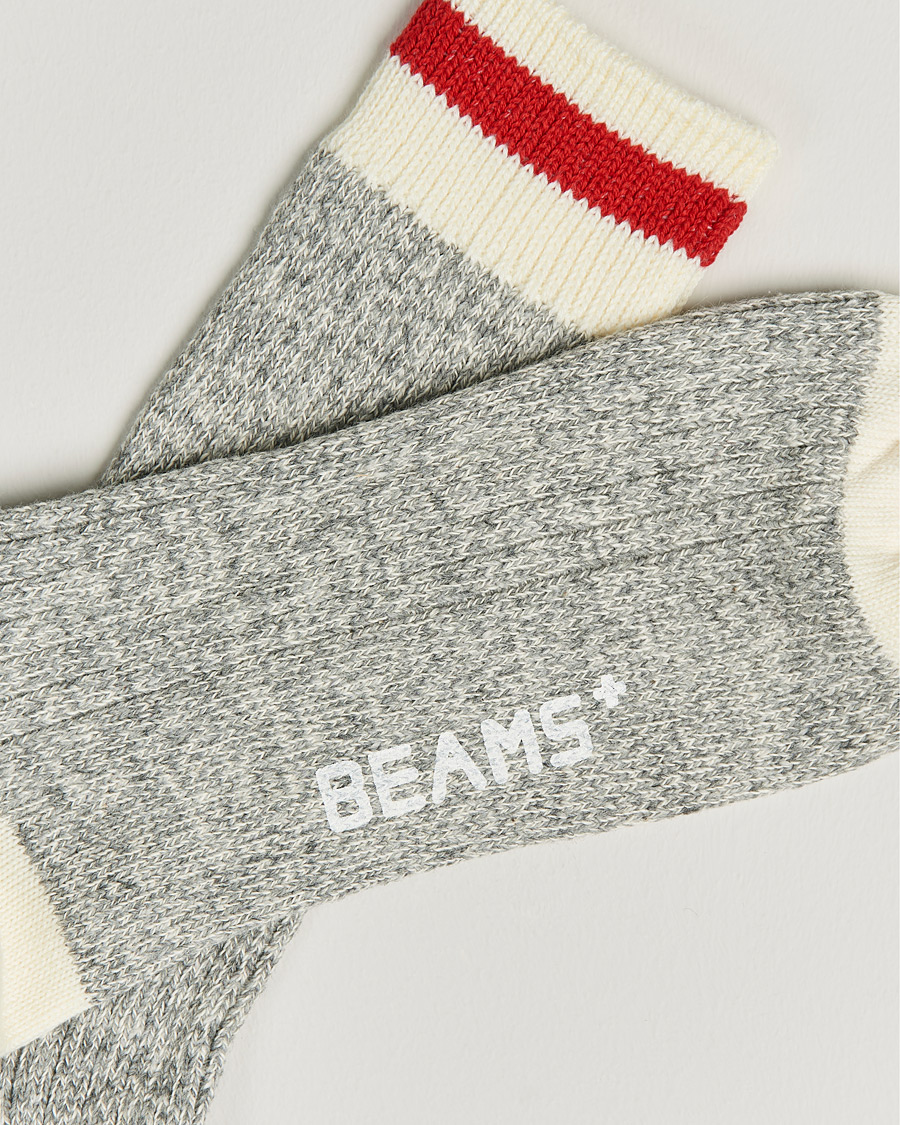 Uomini |  | BEAMS PLUS | Rag Socks Grey/Red