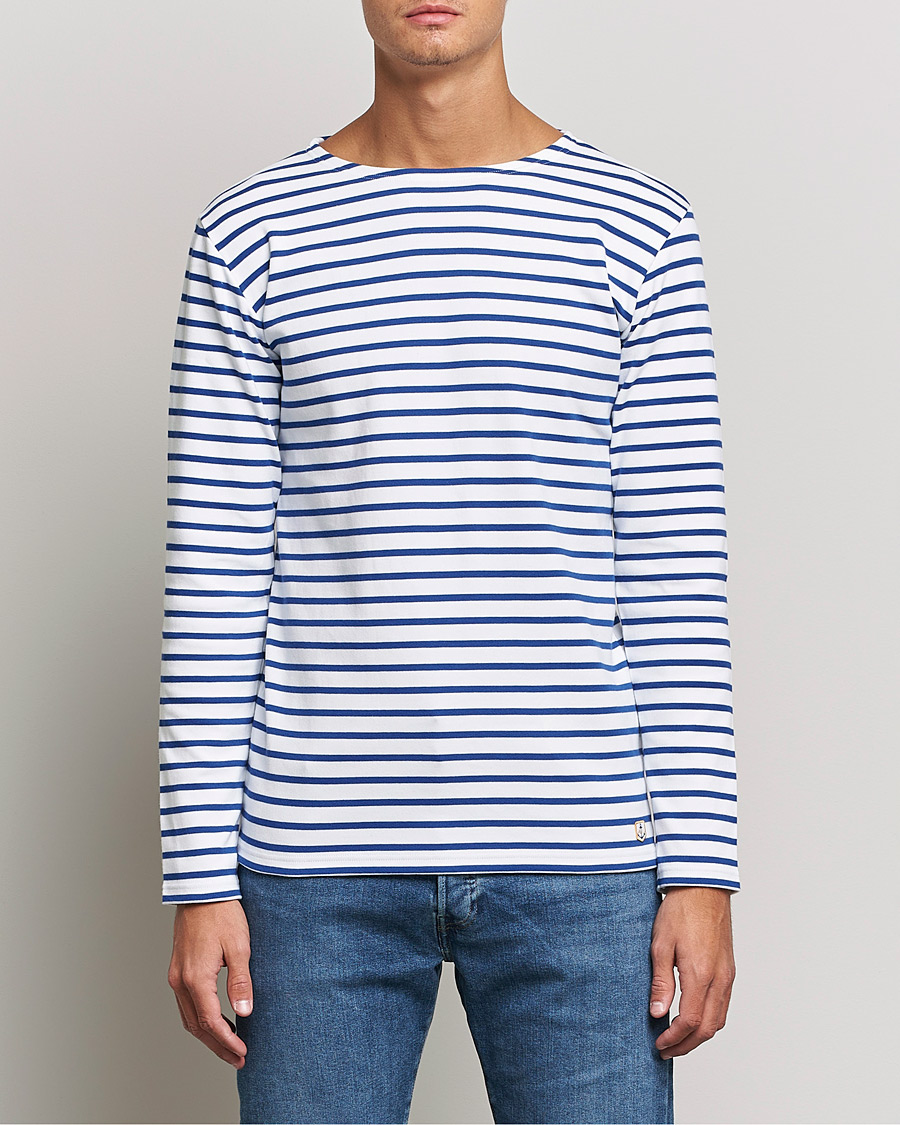 Uomini |  | Armor-lux | Houat Héritage Stripe Long Sleeve T-Shirt White/Blue