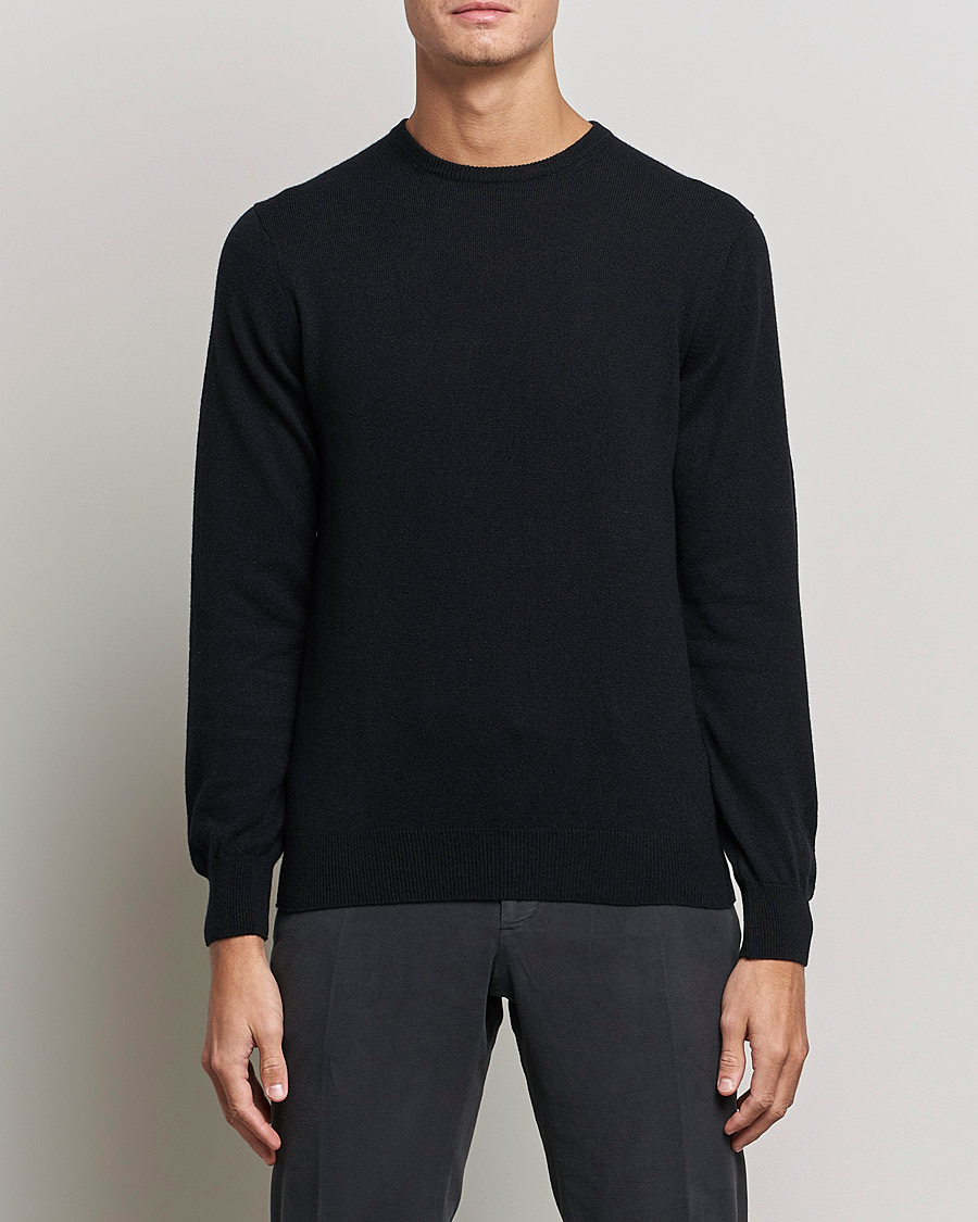 Uomini |  | Piacenza Cashmere | Cashmere Crew Neck Sweater Black