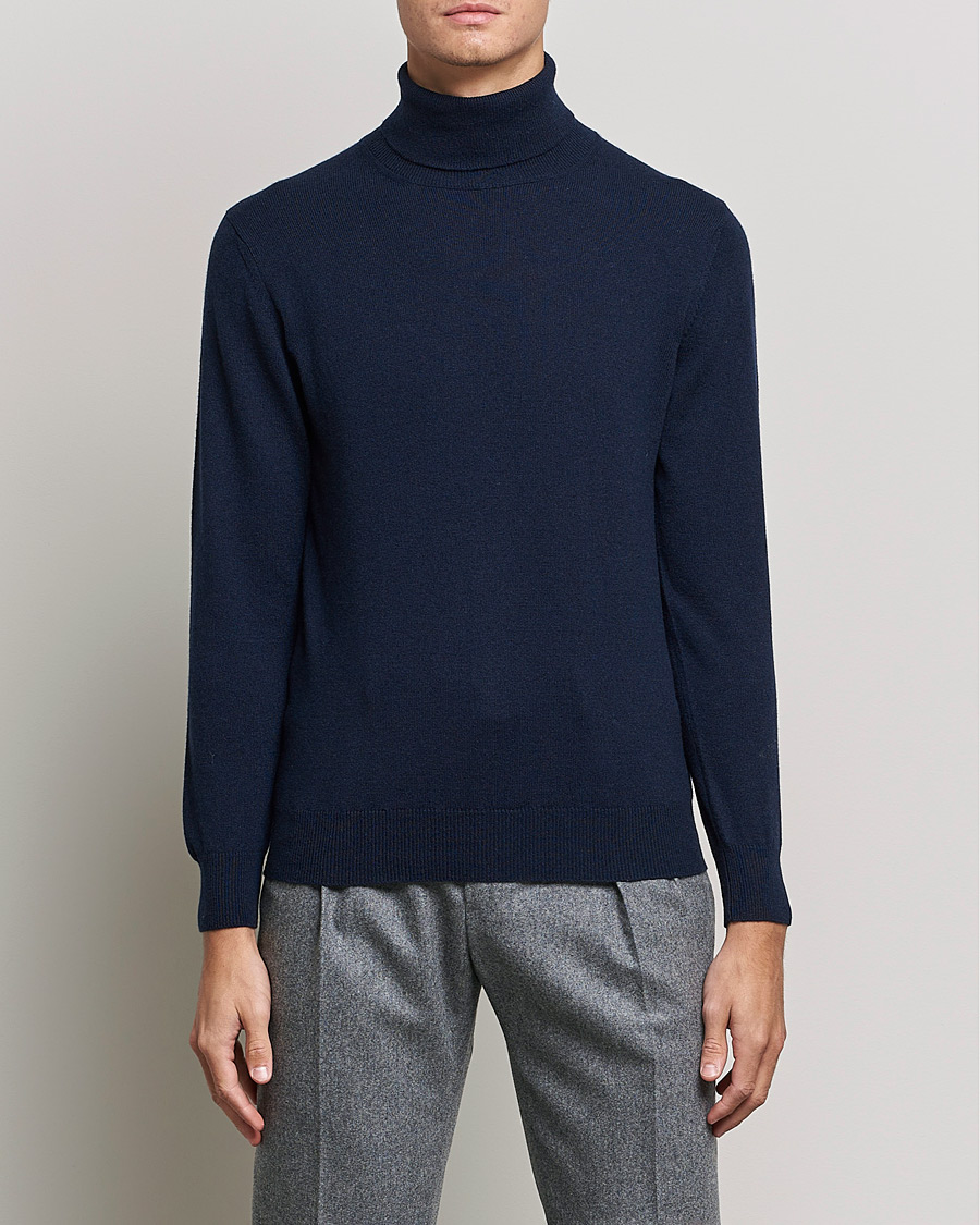 Uomini | Maglioni di cashmere | Piacenza Cashmere | Cashmere Rollneck Sweater Navy