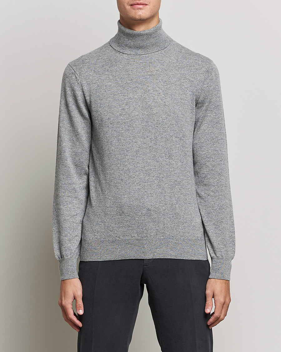 Uomini | Maglioni di cashmere | Piacenza Cashmere | Cashmere Rollneck Sweater Light Grey