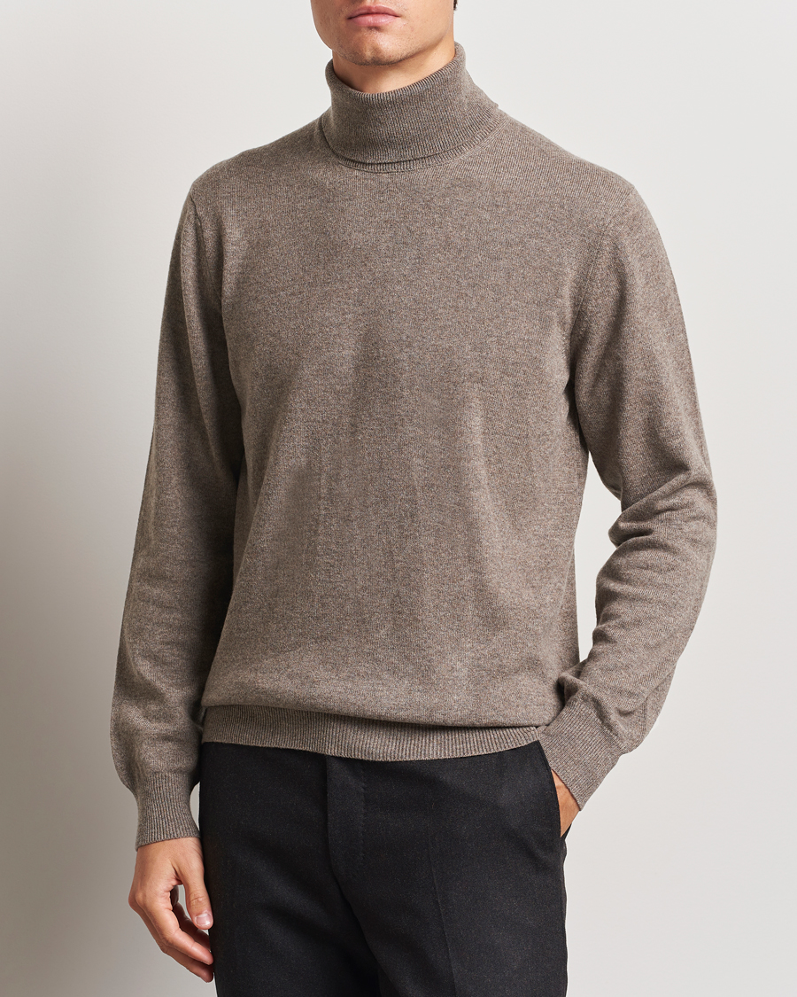 Uomini | Maglioni di cashmere | Piacenza Cashmere | Cashmere Rollneck Sweater Brown