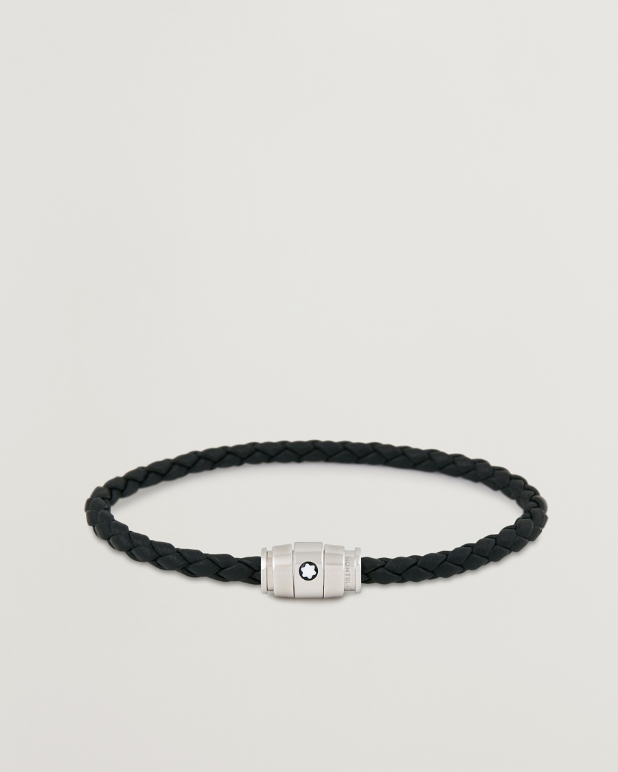 Uomini | Gioielli | Montblanc | Bracelet Steel 3 Rings Leather Black