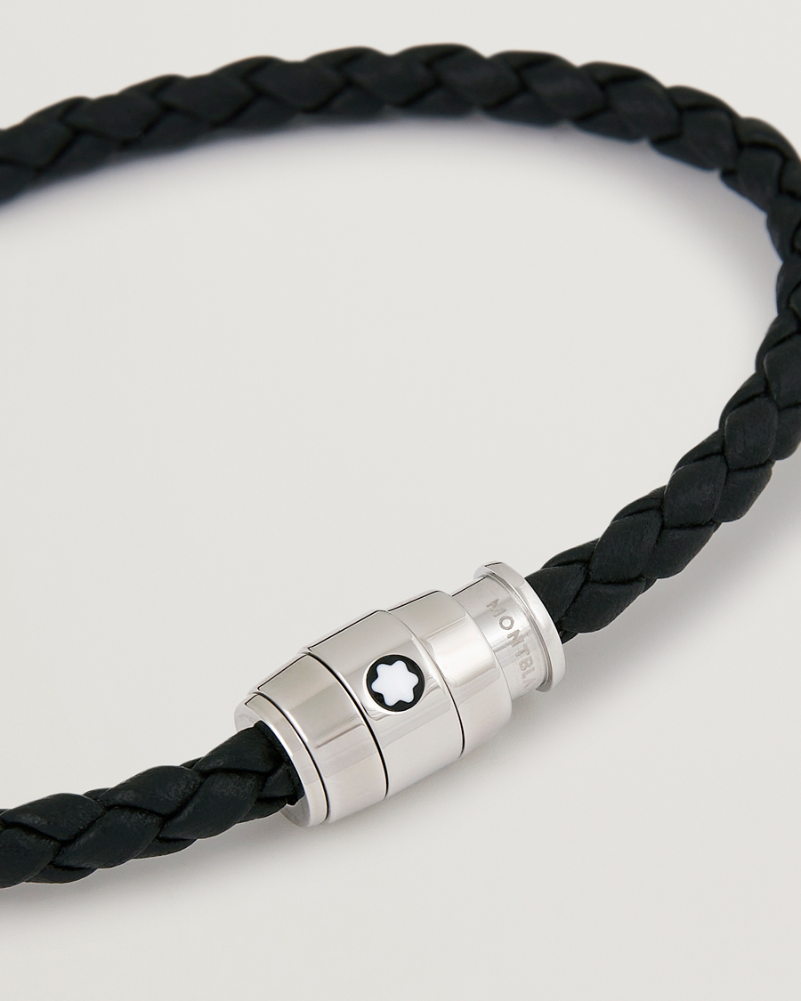 Uomini | Gioielli | Montblanc | Bracelet Steel 3 Rings Leather Black
