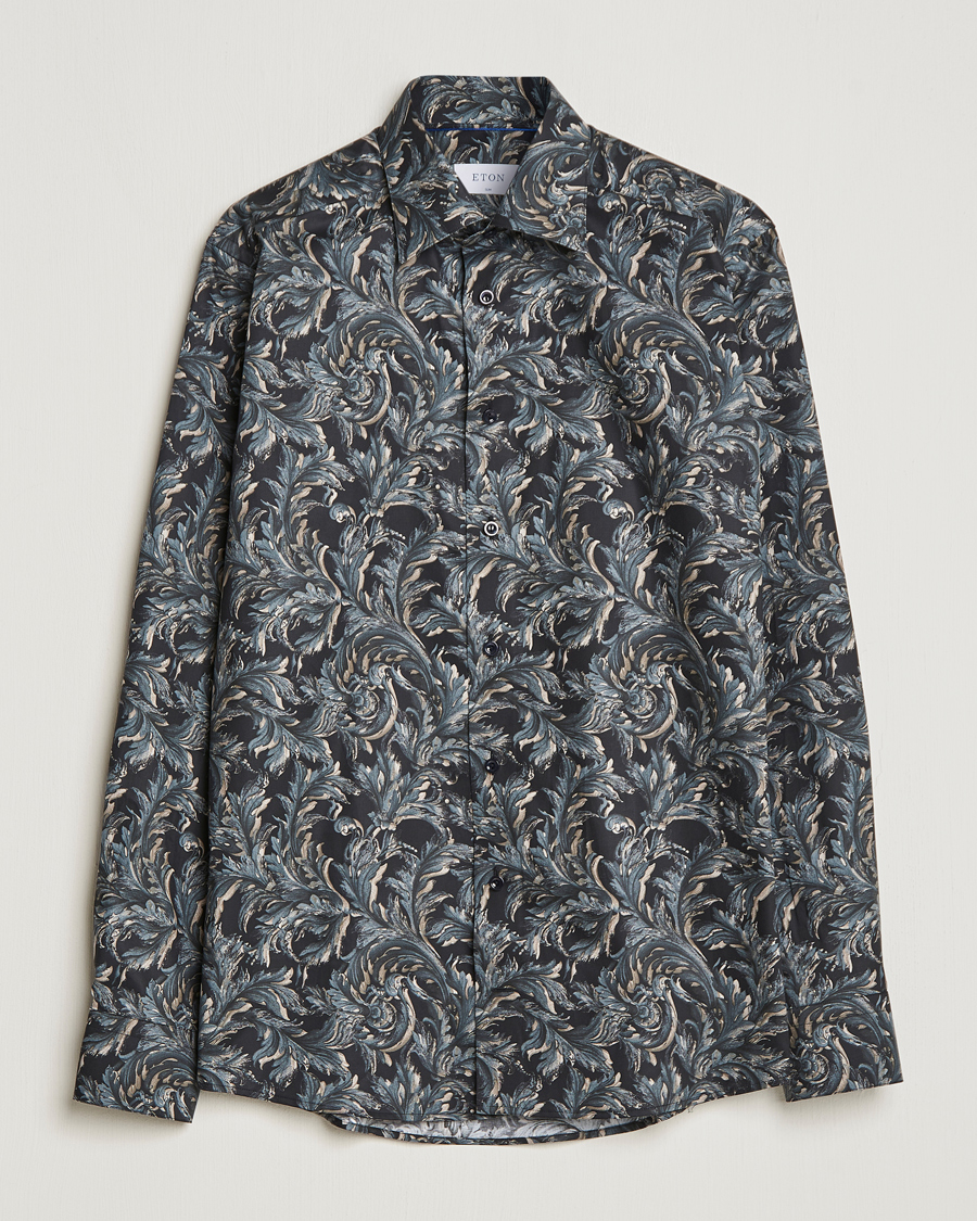 Uomini | Camicie | Eton | Floral Signature Twill Shirt Black