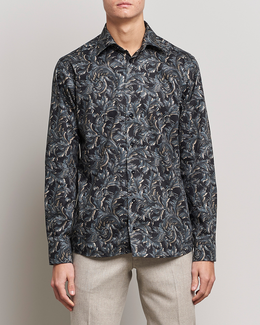 Uomini | Camicie | Eton | Floral Signature Twill Shirt Black