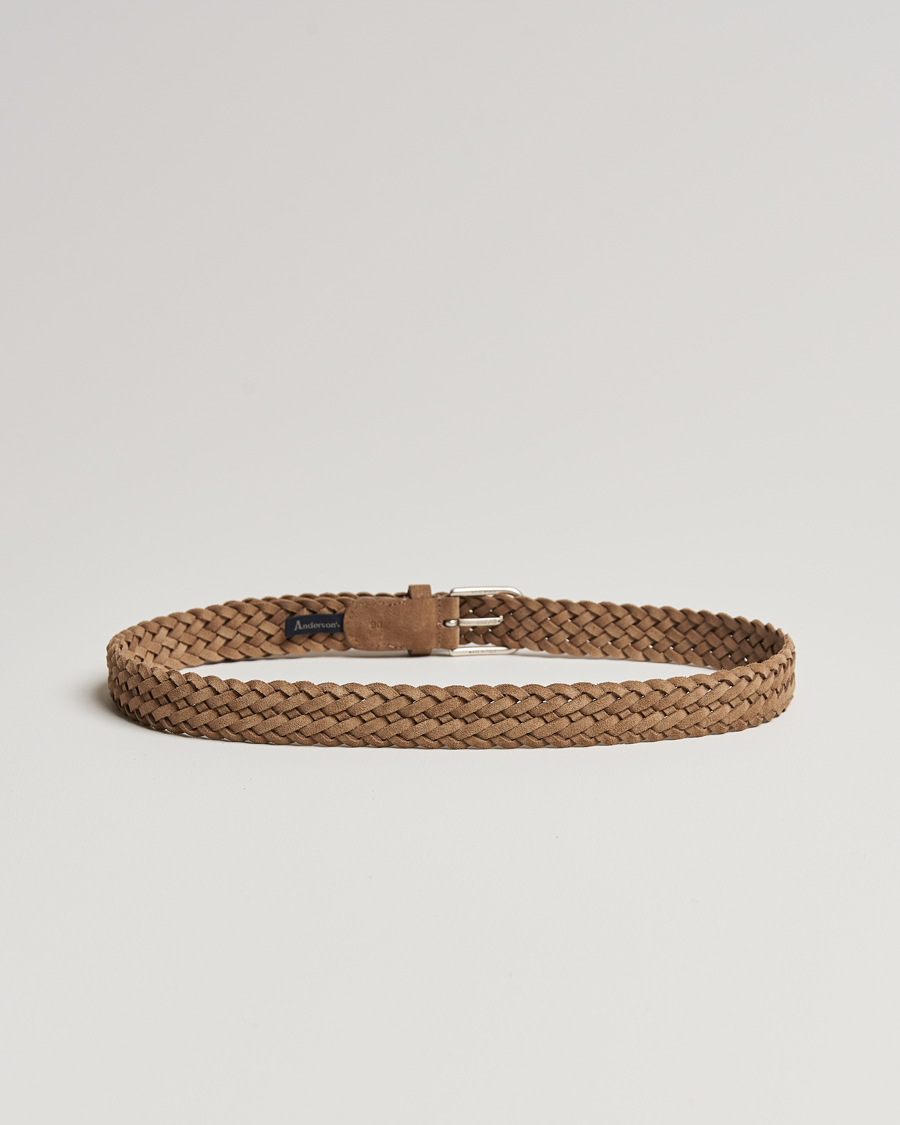 Uomini | Anderson's | Anderson\'s | Woven Suede Belt 3 cm Beige