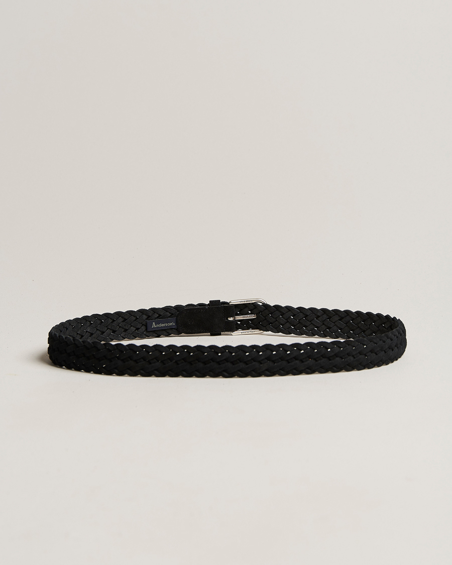 Uomini |  | Anderson\'s | Woven Suede Belt 3 cm Black