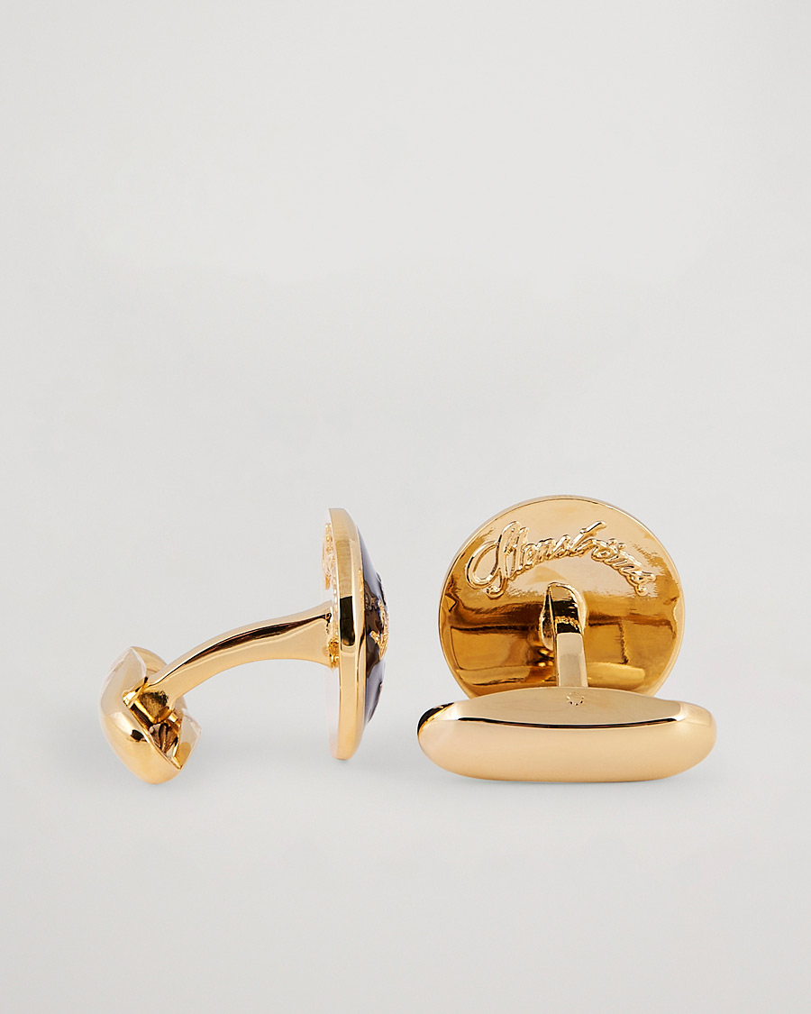 Uomini | Gemelli | Stenströms | Three Crown Cufflink Navy/Gold