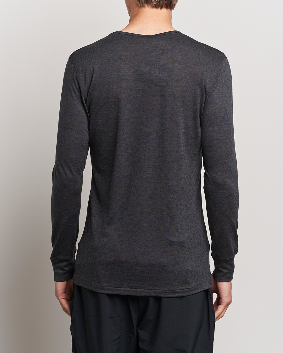 Uomini |  | Zimmerli of Switzerland | Wool/Silk Long Sleeve T-Shirt Charcoal