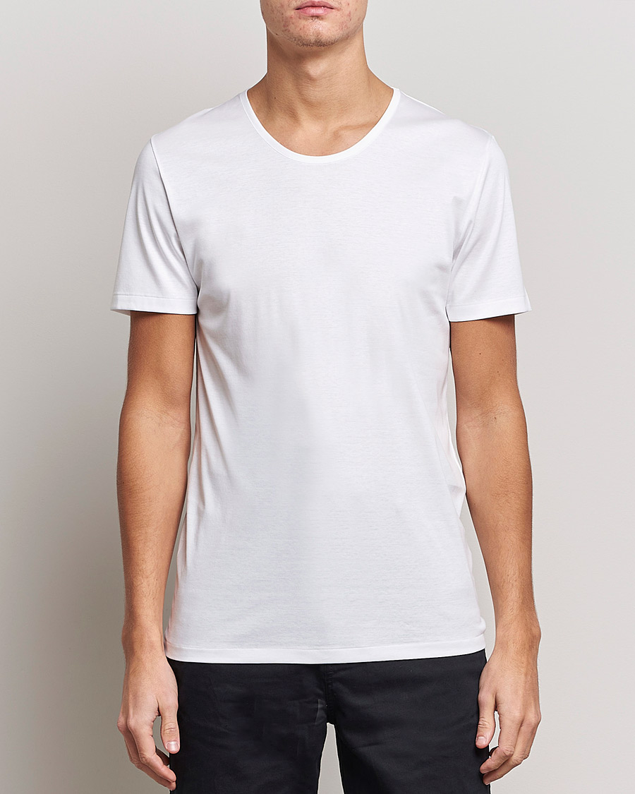 Uomini |  | Zimmerli of Switzerland | Sea Island Cotton Crew Neck T-Shirt White