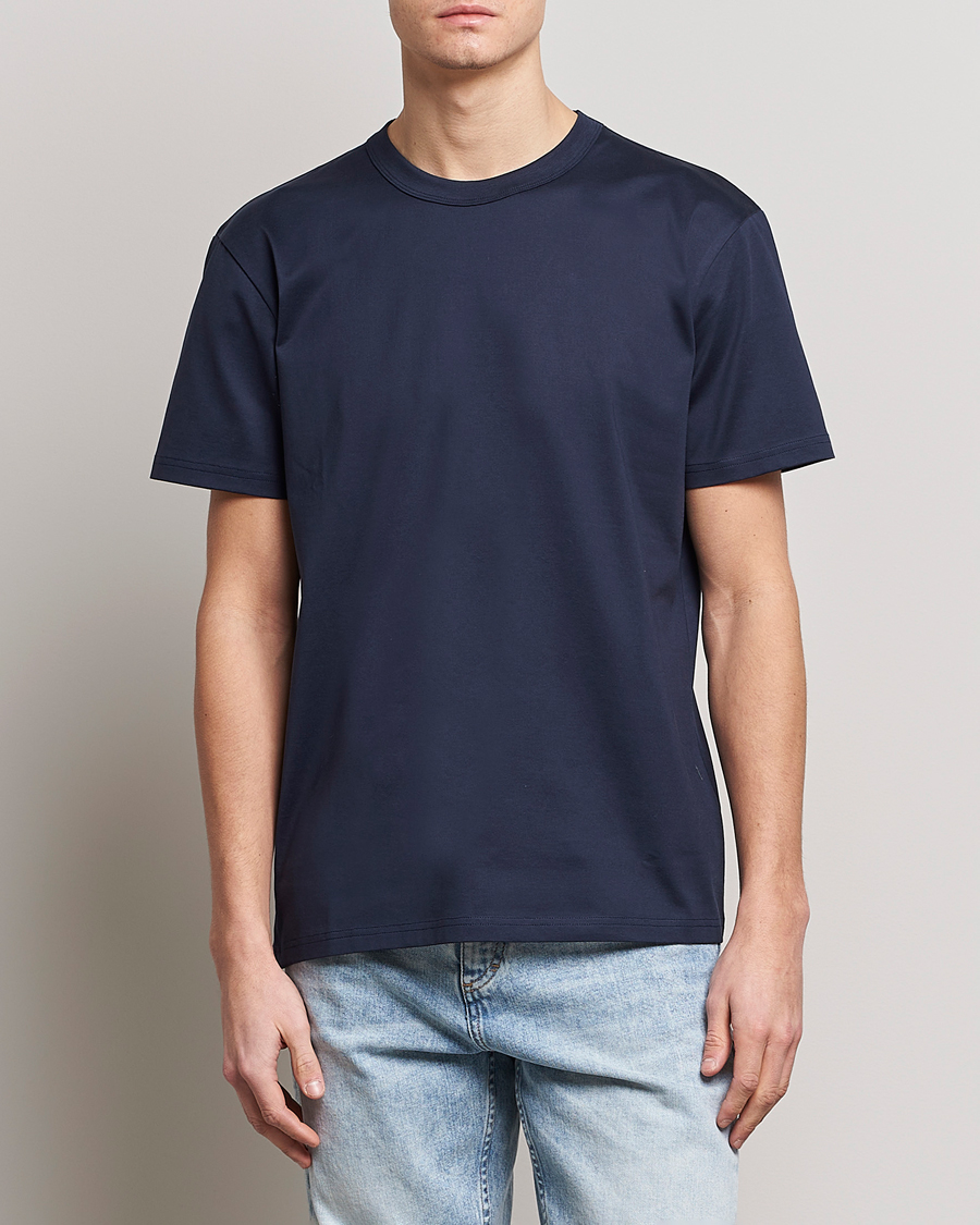 Uomini | Bread & Boxers | Bread & Boxers | Pima Cotton Crew Neck T-Shirt Navy Blue