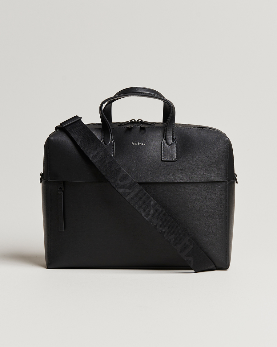Uomini | Paul Smith Leather Double Zip Shoulder Bag Black | Paul Smith | Leather Double Zip Shoulder Bag Black