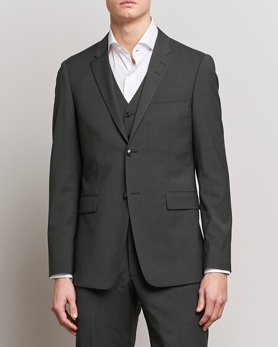 Uomini | Giacche per abiti eleganti | Tiger of Sweden | Jerretts Wool Travel Suit Blazer Olive Extreme