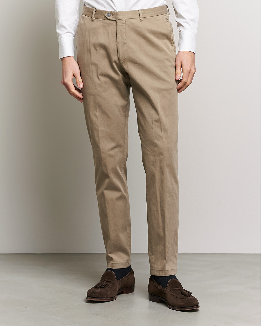 Uomini | Pantaloni | Oscar Jacobson | Denz Casual Cotton Trousers Beige