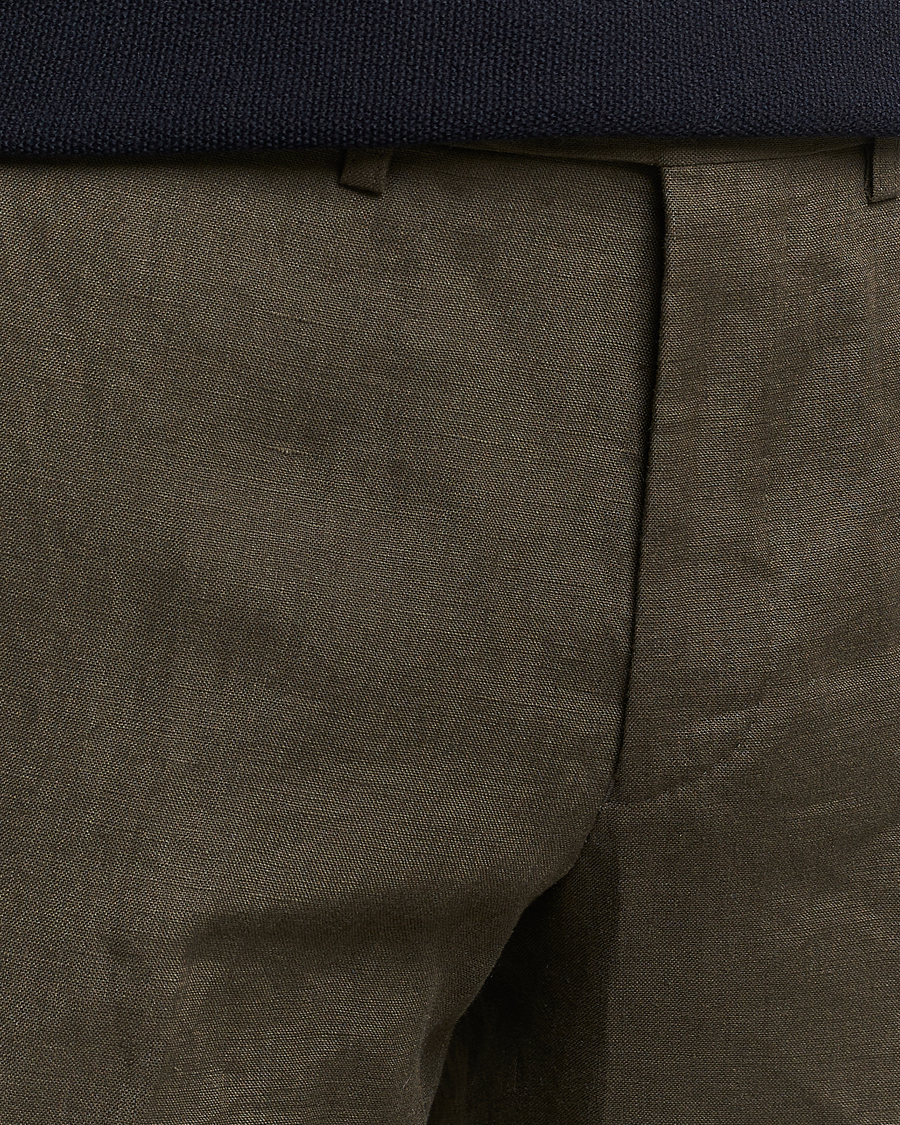 Uomini | Pantaloncini | Oscar Jacobson | Declan Linen Shorts Dark Green