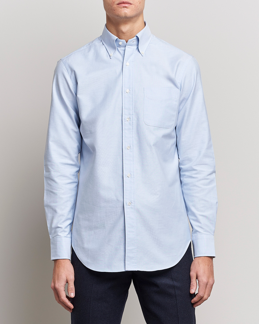 Uomini | Japanese Department | Kamakura Shirts | Slim Fit Oxford BD Shirt Light Blue