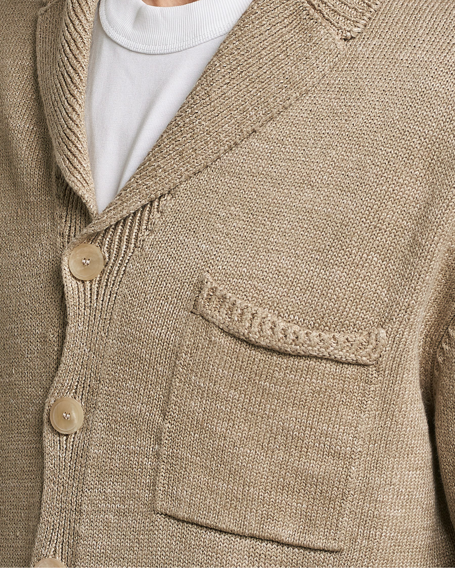 Uomini | Maglieria | Inis Meáin | Washed Linen Pub Jacket Dark Natural