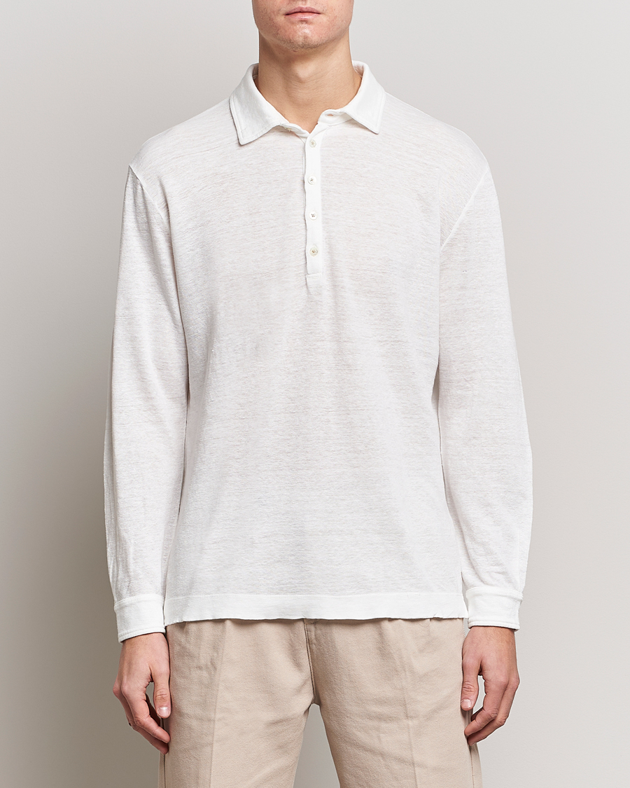 Uomini | Abbigliamento | Massimo Alba | Raya Long Sleeve Linen Polo White