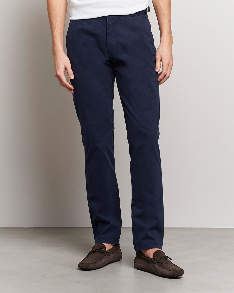 Uomini | Pantaloni | Orlebar Brown | Fallon Cotton Stretch Trousers Dark Navy