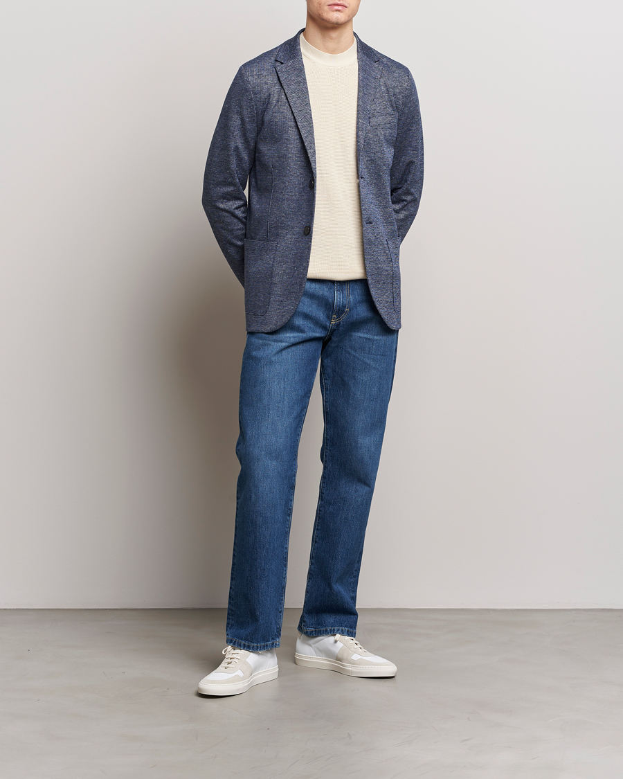 Uomini | Blazers | Harris Wharf London | Linen Blend Blazer Denim
