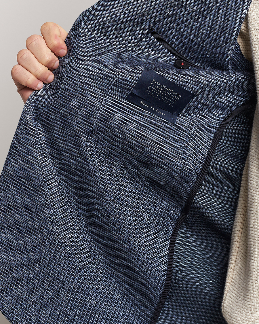 Uomini | Blazers | Harris Wharf London | Linen Blend Blazer Denim