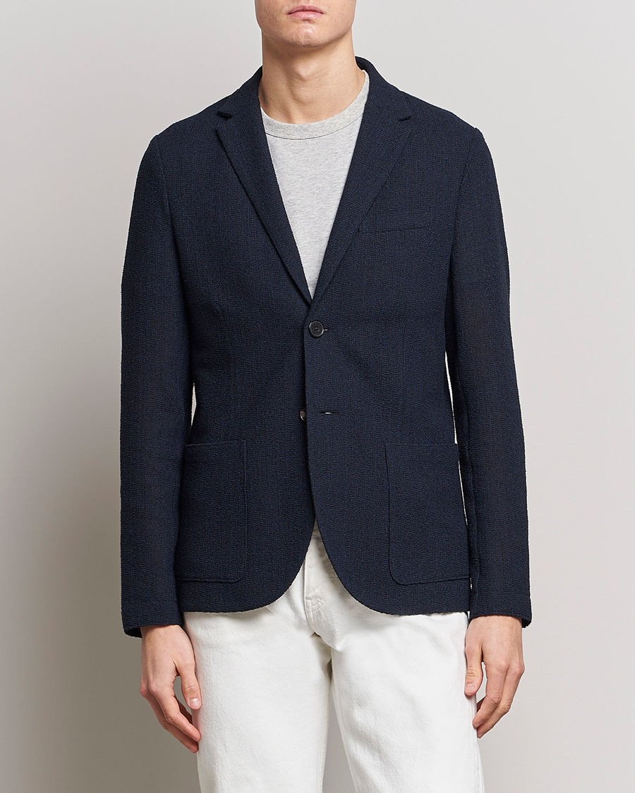 Uomini | Blazer di cotone | Harris Wharf London | Cotton Frisè Blazer Blue/Black