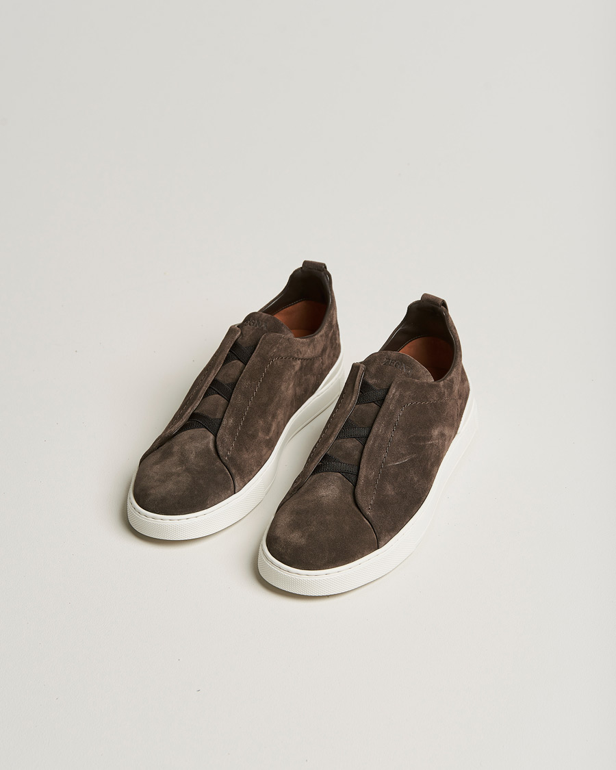 Uomini |  | Zegna | Triple Stitch Sneakers Dark Brown Suede