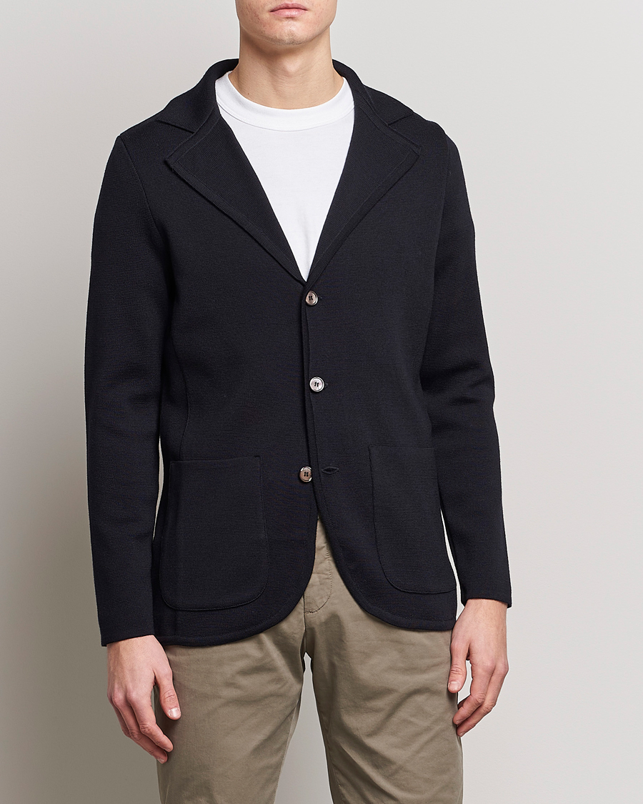 Uomini |  | Stenströms | Milano Knitted Merino Blazer Navy