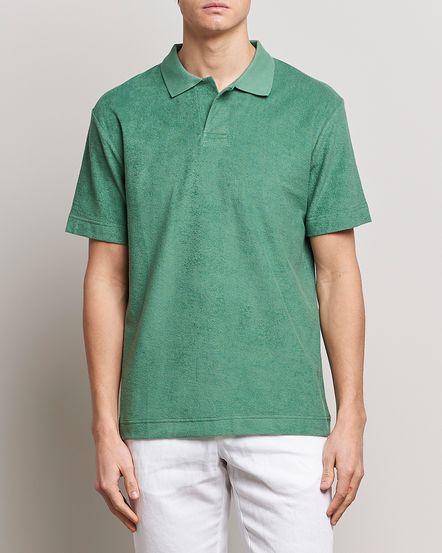 Uomini | Cura delle esclusive carl | Sunspel | Towelling Polo Shirt Thyme Green