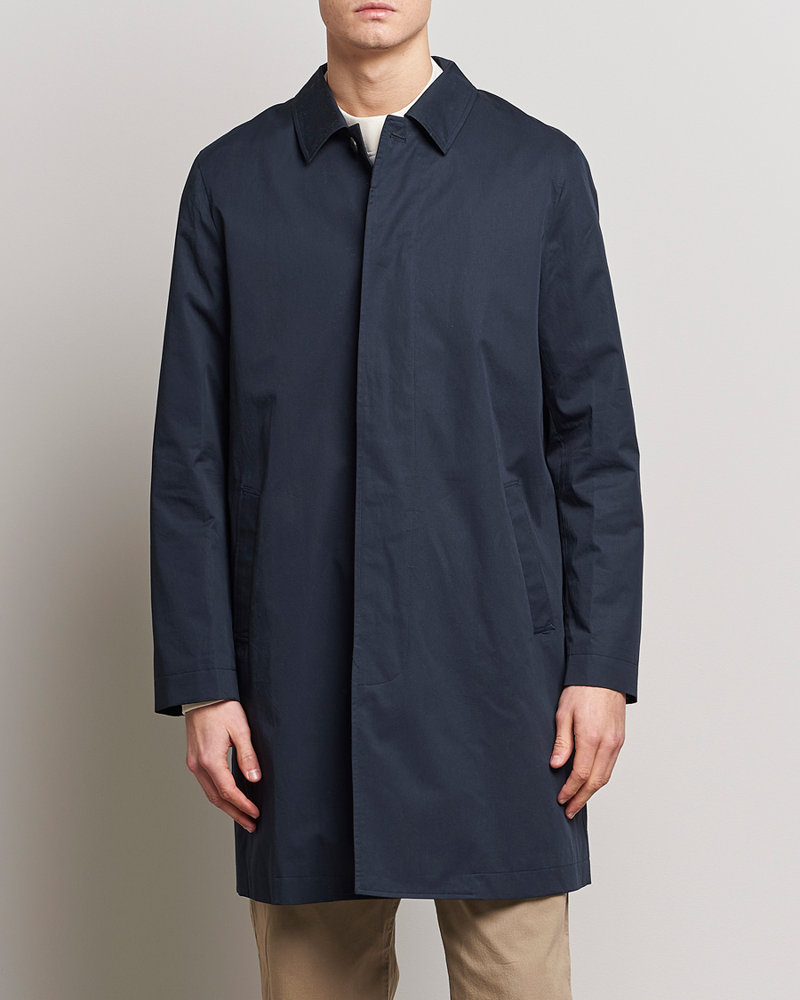 Uomini | Giacche | Sunspel | Technical Cotton Mac Coat Navy