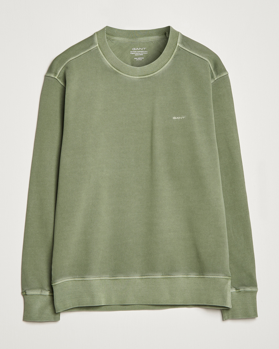 Uomini | Maglieria | GANT | Sunbleached Crew Neck Sweatshirt Calamata Green