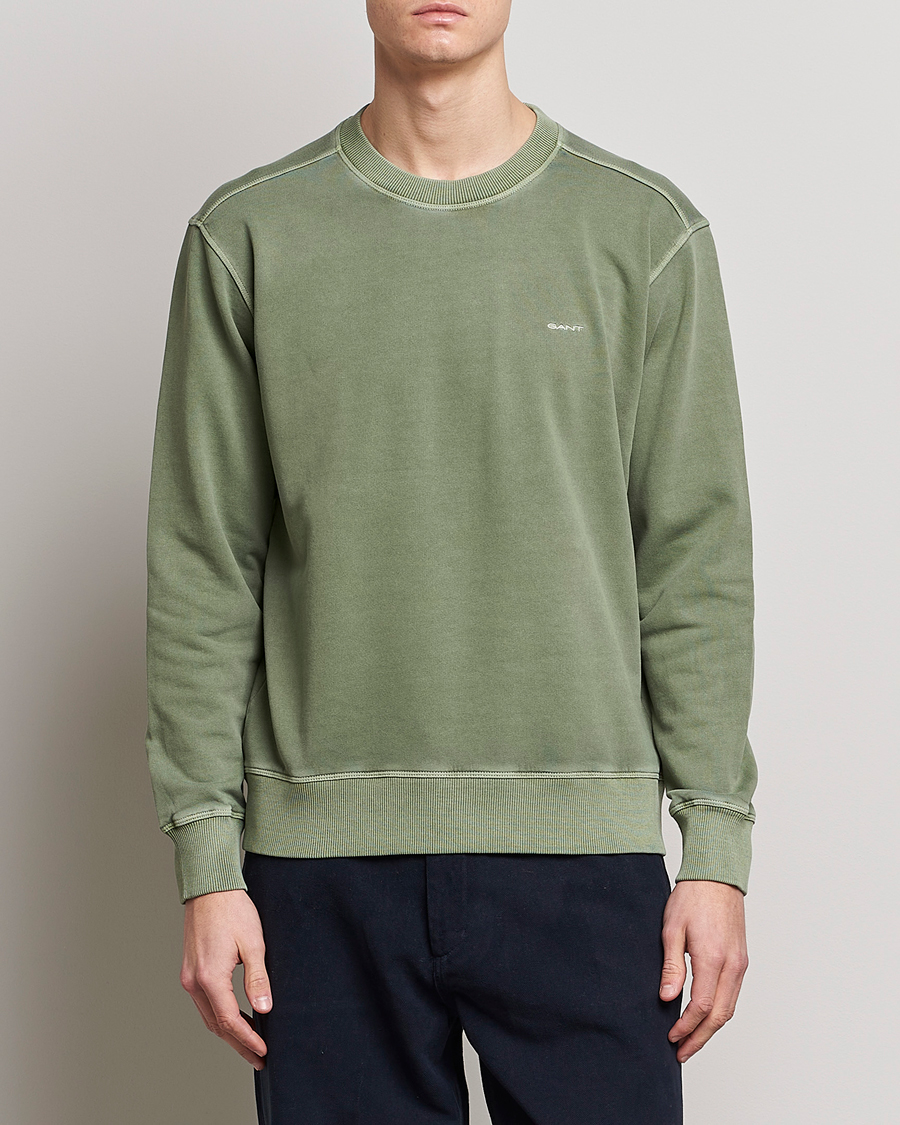 Uomini | Maglieria | GANT | Sunbleached Crew Neck Sweatshirt Calamata Green