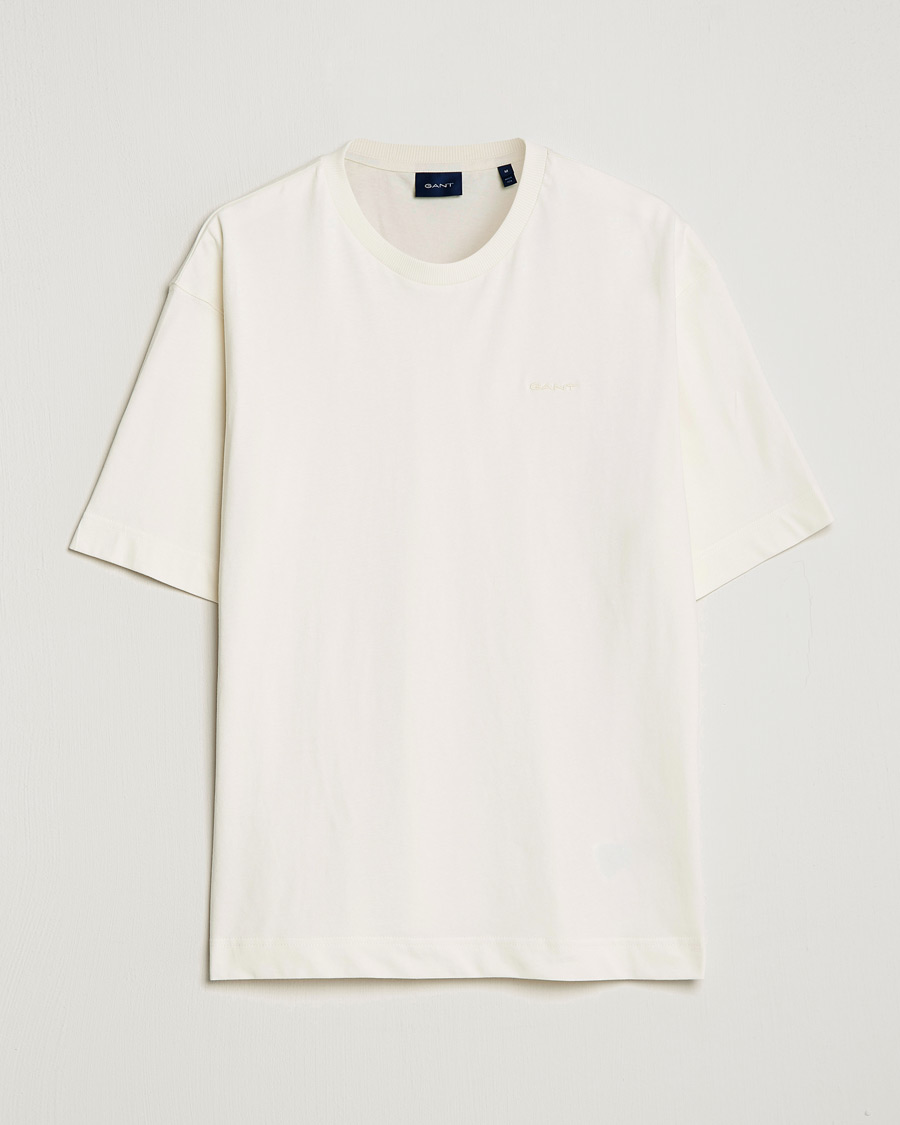 Uomini | T-shirt | GANT | Icon Crew Neck T-Shirt Cream