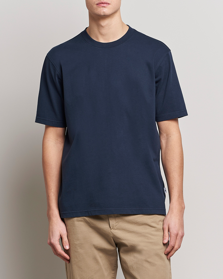 Uomini | Business & Beyond | NN07 | Adam Pima Crew Neck T-Shirt Navy Blue