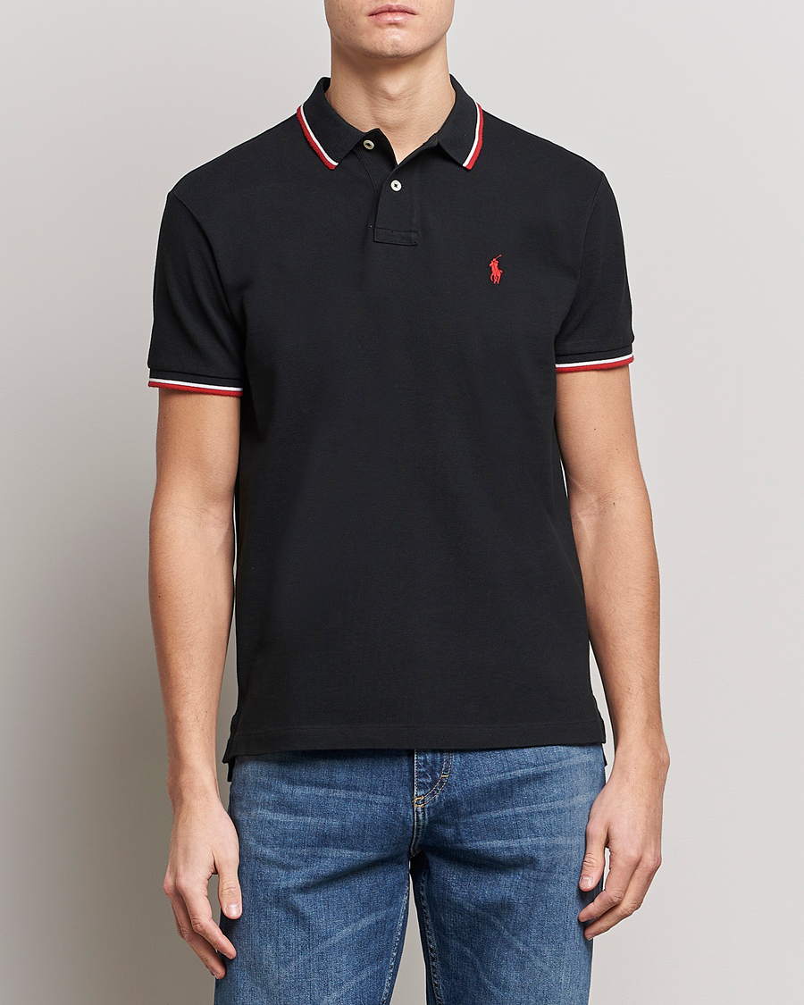 Uomini |  | Polo Ralph Lauren | Custom Slim Fit Tipped Polo Black